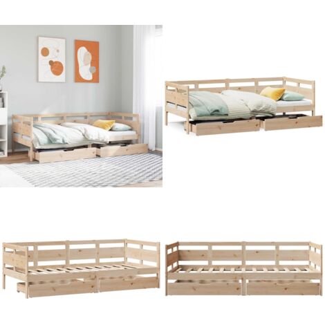 Sofá cama con cajones madera maciza de pino 90x190 cm - Cama con cajones - Sofá cama de madera