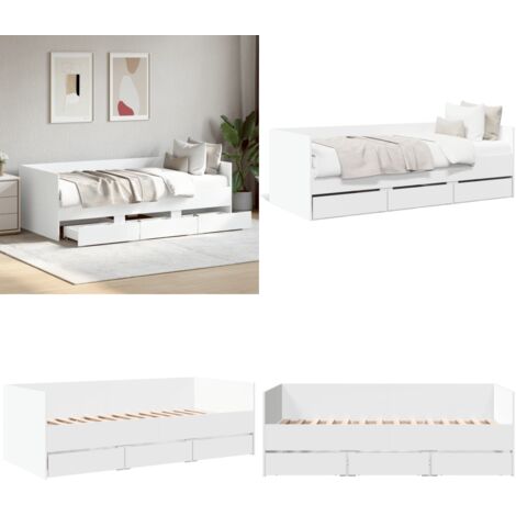 Sofá cama con cajones sin colchón blanco 75x190 cm - Sofá cama con cajones - Sofá cama con cajones y ruedas