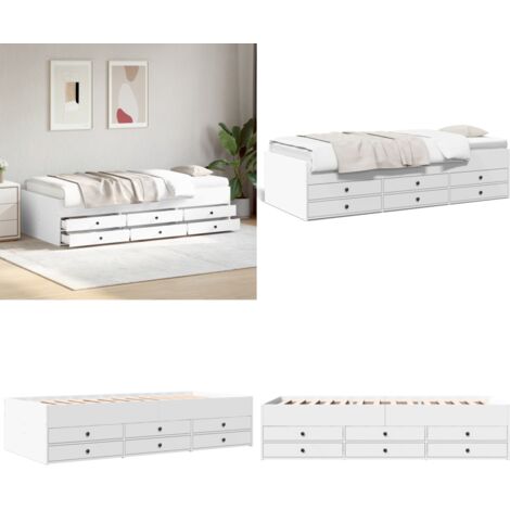 Sofá cama con cajones sin colchón blanco 90x190 cm - Cama con cajones - Sofá cama con cajones