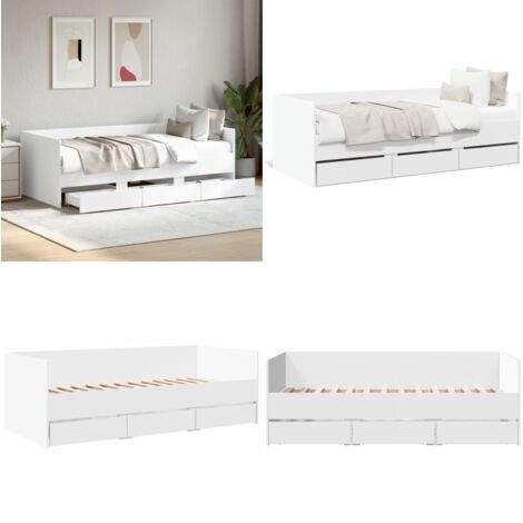 Sofá cama con cajones sin colchón blanco 90x190 cm - Cama con cajones - Sofá cama con cajones