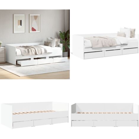 Sofá cama con cajones sin colchón blanco 90x200 cm - Cama con cajones - Sofá cama con cajones