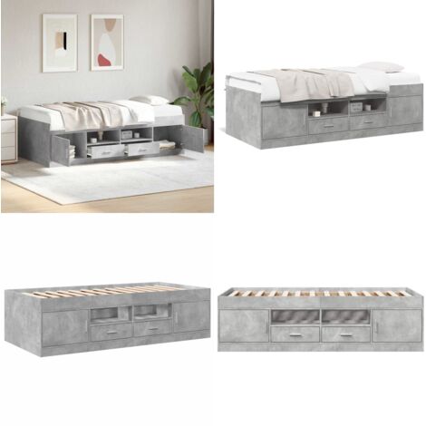 Sofá cama con cajones sin colchón gris hormigón 75x190 cm - Cama con cajones - Cama gris hormigón