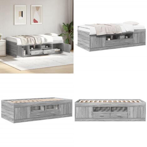Sofá cama con cajones sin colchón gris Sonoma 75x190 cm - Cama con cajones - Cama gris Sonoma