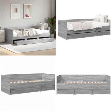 Sofá cama con cajones sin colchón gris Sonoma 75x190 cm - Sofá cama con cajones - Sofá cama gris