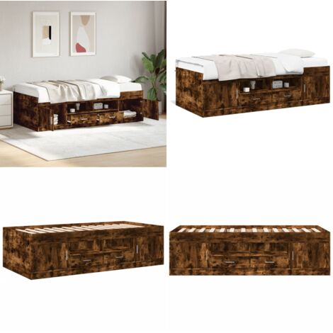 Sofá cama con cajones sin colchón roble ahumado 75x190 cm - Cama con cajones - Sofá cama roble