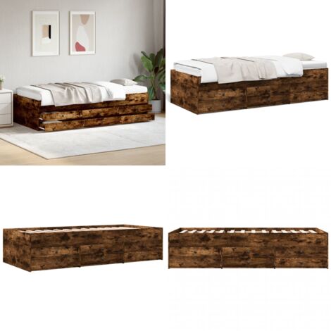 Sofá cama con cajones sin colchón roble ahumado 75x190 cm - Sofá cama con cajones - Sofá cama con cajones y ruedas