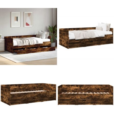 Sofá cama con cajones sin colchón roble ahumado 90x190 cm - Cama con cajones - Sofá cama con cajones