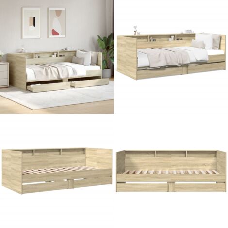 Sofá cama con cajones sin colchón roble Sonoma 75x190 cm - Sofá cama con cajones - Sofá cama roble
