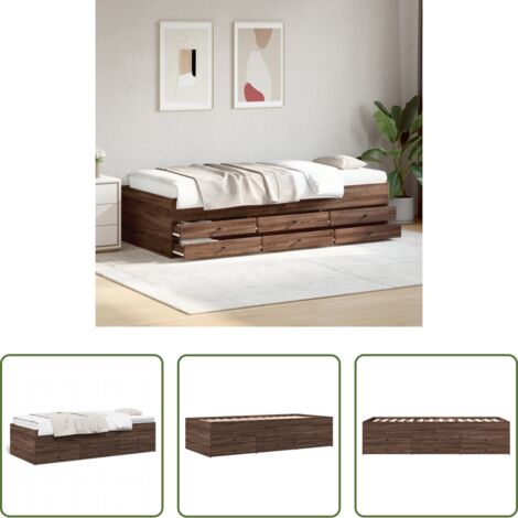 Sofá cama con cajones -  Sofá cama con cajones sin colchón roble marrón 90x200 cm