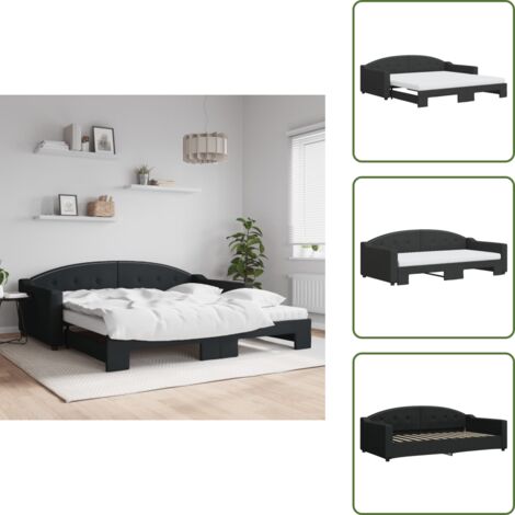 Sofá cama con cama nido - vidaXL Sofá cama nido con colchón tela negro 100x200 cm - Sofá cama negro
