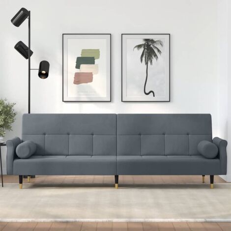 Sofá cama con cojines terciopelo gris oscuro vidaXL