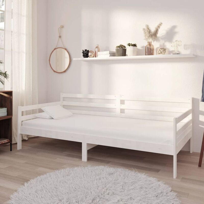 

Sofá cama con colchón madera de pino maciza blanco 90x200 cm