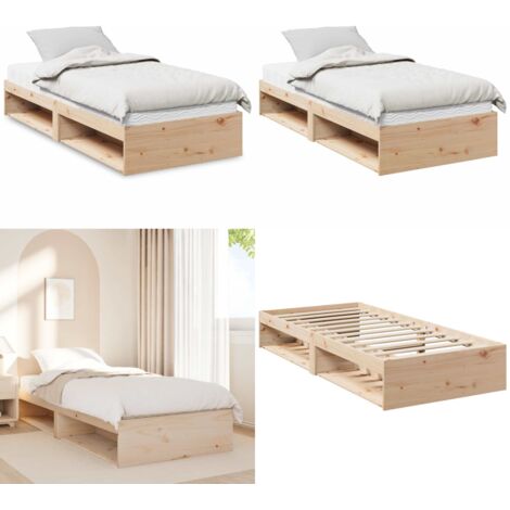 Sofá cama con colchón madera maciza de pino 90x200 cm - Cama de madera - Colchón de espuma