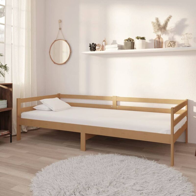 

Sofá cama con colchón madera pino maciza marrón miel 90x200 cm