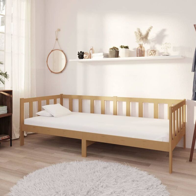 

Sofá cama con colchón madera pino maciza marrón miel 90x200 cm