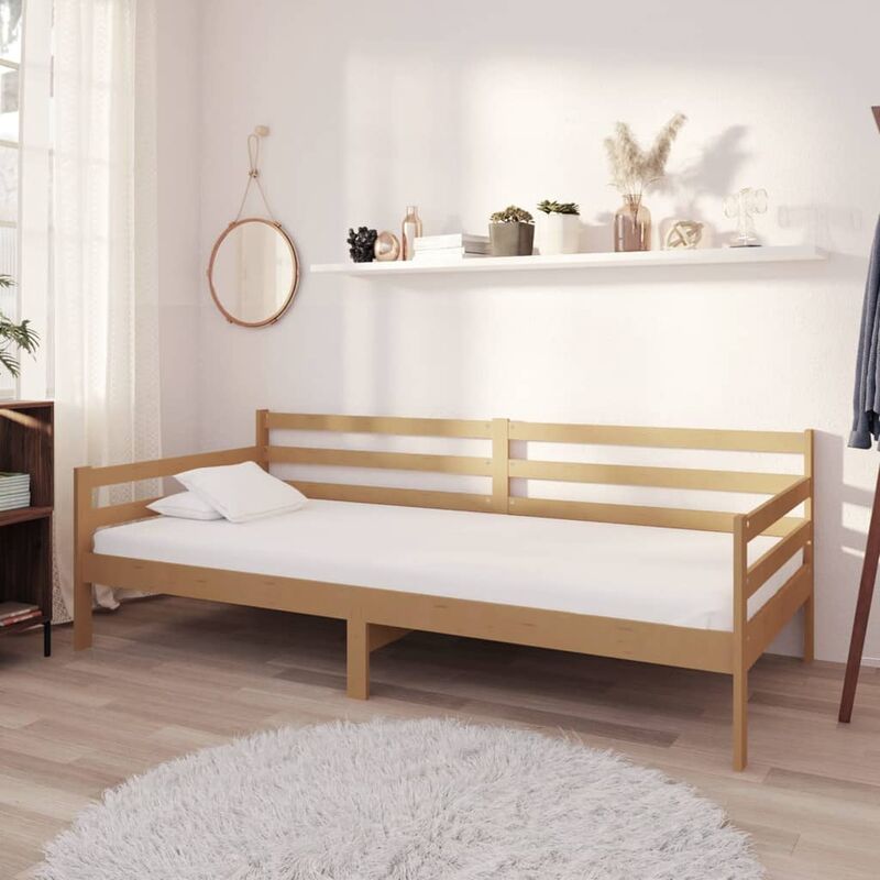 

Sofá cama con colchón madera pino maciza marrón miel 90x200 cm