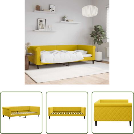 Sofá cama con colchón -  Sofá cama sin colchón terciopelo amarillo 100x200 cm