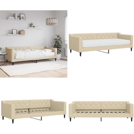 Sofá cama con colchón tela crema 80x200 cm - Sofá cama 2 en 1 - Sofá cama con colchón