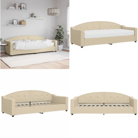 Sofá cama con colchón tela crema 80x200 cm - Sofá cama 2 en 1 - Sofá cama con colchón