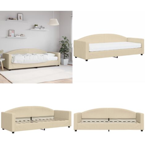 Sofá cama con colchón tela crema 80x200 cm - Sofá cama 2 en 1 - Sofá cama con colchón