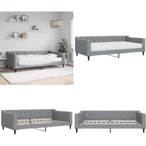 Sofá cama con colchón tela gris claro 100x200 cm - Colchón - Sofá cama 2 en 1