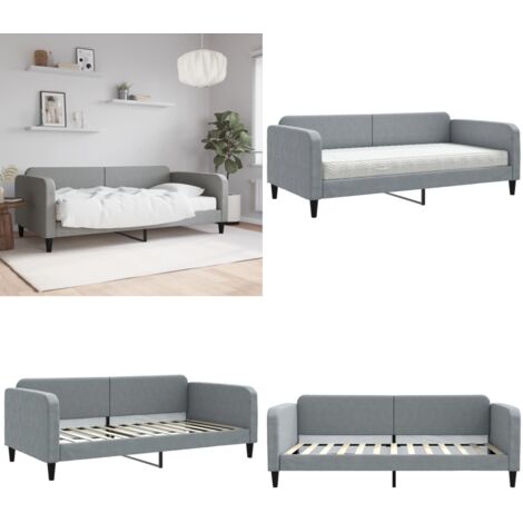 Sofá cama con colchón tela gris claro 100x200 cm - Sofá cama 2 en 1 - Sofá cama con colchón