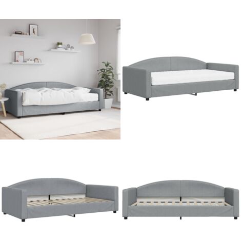 Sofá cama con colchón tela gris claro 100x200 cm - Sofá cama 2 en 1 - Sofá cama con colchón