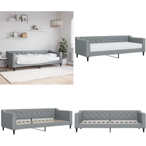 Sofá cama con colchón tela gris claro 80x200 cm - Sofá cama 2 en 1 - Sofá cama con colchón