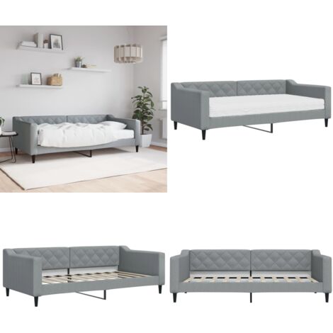 Sofá cama con colchón tela gris claro 90x190 cm - Sofá cama 2 en 1 - Colchón de espuma