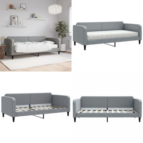 Sofá cama con colchón tela gris claro 90x190 cm - Sofá cama 2 en 1 - Sofá cama con colchón