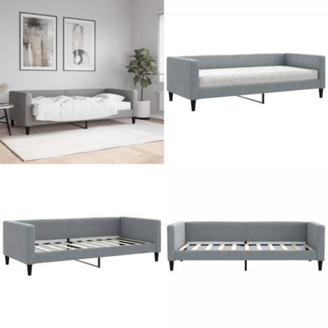 Sofá cama con colchón tela gris claro 90x190 cm - Sofá cama 2 en 1 - Sofá cama con colchón