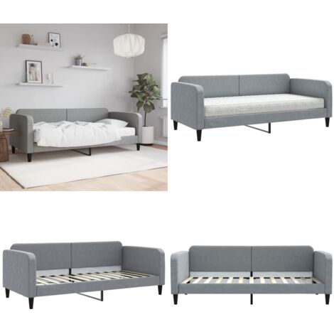 Sofá cama con colchón tela gris claro 90x200 cm - Sofá cama 2 en 1 - Sofá cama con colchón