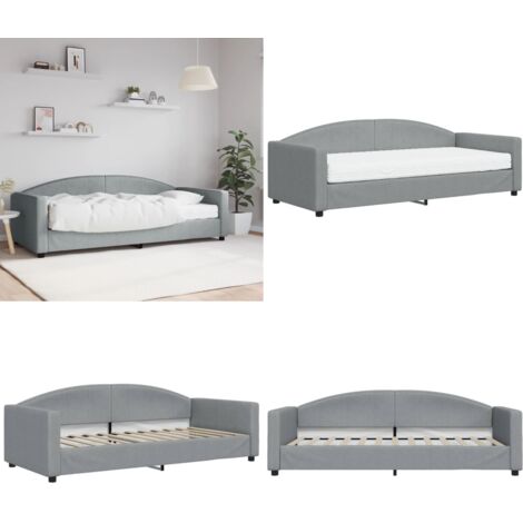 Sofá cama con colchón tela gris claro 90x200 cm - Sofá cama 2 en 1 - Sofá cama con colchón