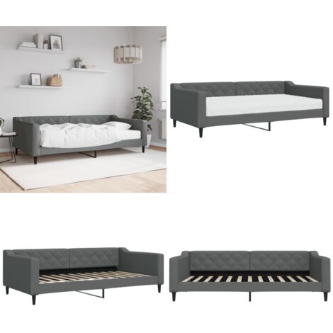 Sofá cama con colchón tela gris oscuro 100x200 cm - Colchón - Sofá cama 2 en 1