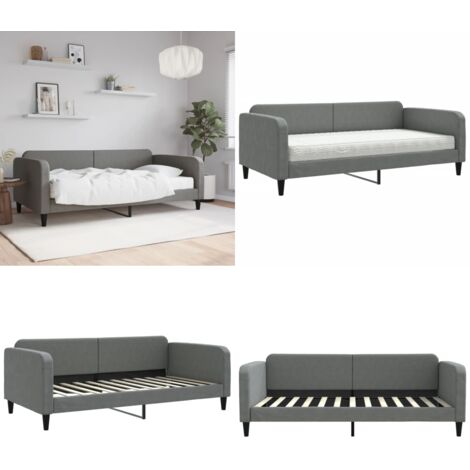 Sofá cama con colchón tela gris oscuro 100x200 cm - Sofá cama 2 en 1 - Sofá cama con colchón