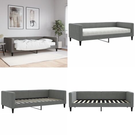 Sofá cama con colchón tela gris oscuro 100x200 cm - Sofá cama 2 en 1 - Sofá cama con colchón