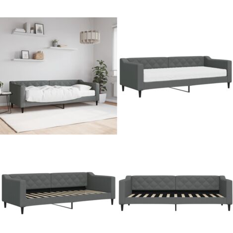 Sofá cama con colchón tela gris oscuro 80x200 cm - Colchón - Sofá cama 2 en 1