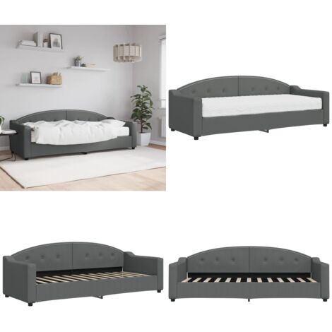 Sofá cama con colchón tela gris oscuro 80x200 cm - Sofá cama 2 en 1 - Colchón de espuma