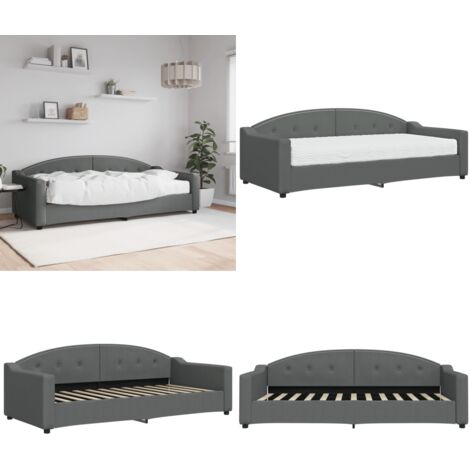 Sofá cama con colchón tela gris oscuro 90x200 cm - Sofá cama 2 en 1 - Colchón de espuma