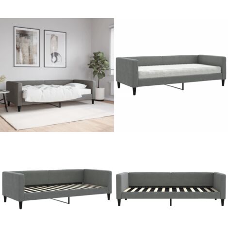 Sofá cama con colchón tela gris oscuro 90x200 cm - Sofá cama 2 en 1 - Sofá cama con colchón