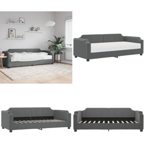 Sofá cama con colchón tela gris oscuro 90x200 cm - Sofá cama 2 en 1 - Sofá cama con colchón