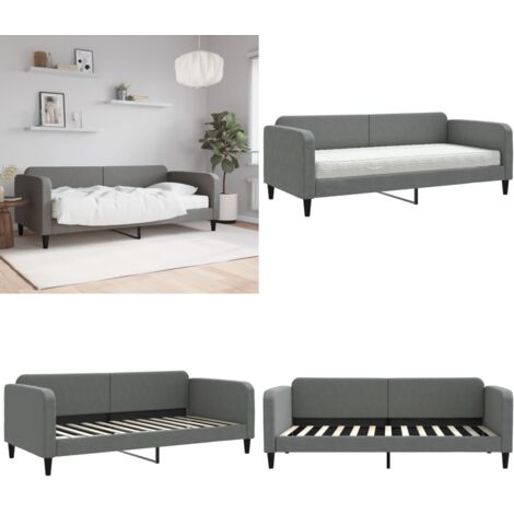 Sofá cama con colchón tela gris oscuro 90x200 cm - Sofá cama 2 en 1 - Sofá cama con colchón