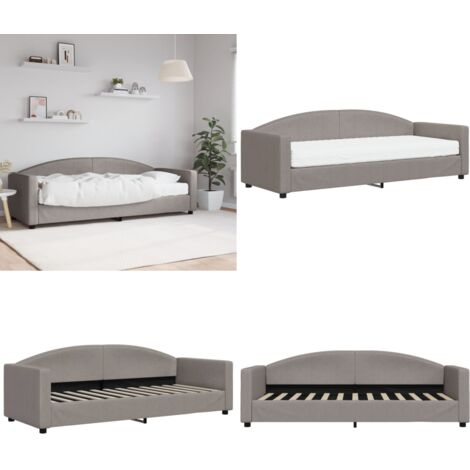 Sofá cama con colchón tela gris taupe 80x200 cm - Sofá cama 2 en 1 - Colchón de espuma