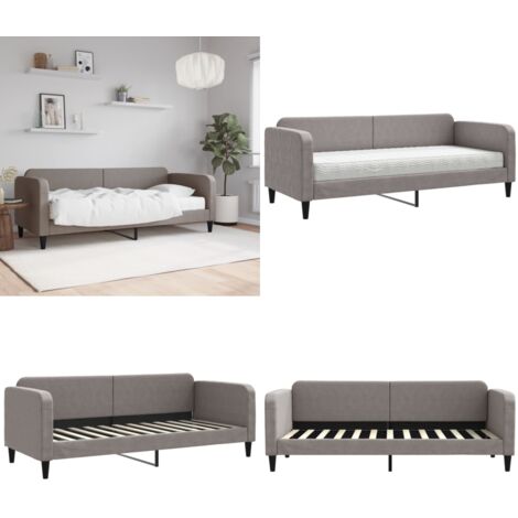 Sofá cama con colchón tela gris taupe 80x200 cm - Sofá cama 2 en 1 - Colchón de espuma