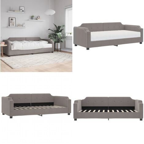 Sofá cama con colchón tela gris taupe 80x200 cm - Sofá cama 2 en 1 - Sofá cama con colchón