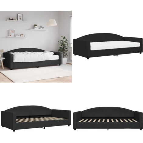 Sofá cama con colchón tela negro 100x200 cm - Sofá cama 2 en 1 - Sofá cama con colchón