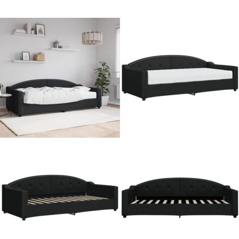 Sofá cama con colchón tela negro 90x200 cm - Sofá cama 2 en 1 - Sofá cama con colchón