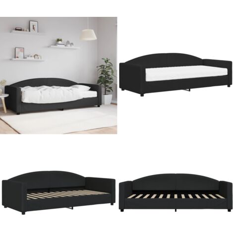 Sofá cama con colchón tela negro 90x200 cm - Sofá cama 2 en 1 - Sofá cama con colchón