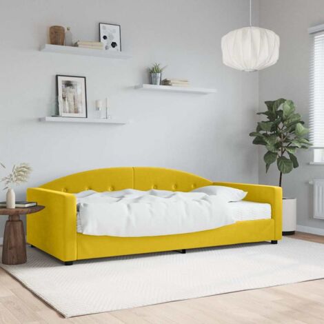 Sofá cama con colchón terciopelo amarillo 100x200 cm