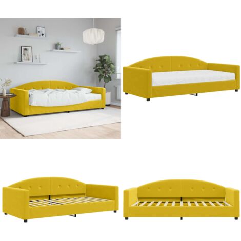 Sofá cama con colchón terciopelo amarillo 100x200 cm - Sofá cama 2 en 1 - Sofá cama con colchón